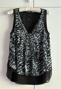 Mint Velvet Animal Print, Zip Front, Sleeveless, Double Layer Vest Top UK12 VGC - Picture 1 of 4