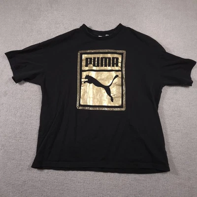 Camisa Puma Para Hombres XL Negra Dorada Metálica Logo Gráfico Camiseta Manga Corta Informal Foto 1 de 4