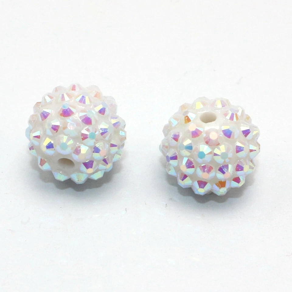 20 cuentas de bola de discoteca pavé de diamantes de imitación acrílico AB blanco 16 mm hágalo usted mismo brazalete pendiente Foto 1 de 4
