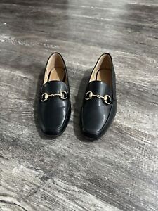 Madden Girl.   Women’s Black Flat Dress Shoe With Gold Buckle Size 10