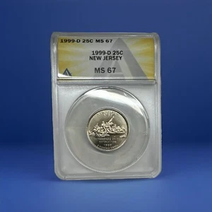 1999-D 25c MS67 New Jersey STATE QUARTER Anacs Graded Certified - Picture 1 of 2