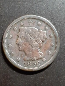 1846 Large Cent Braided Hair - Picture 1 of 4