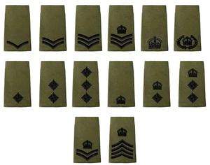 Black on Olive Green Rank Slide Epaulette - Kings Crown C3R (All Ranks) Army - Picture 1 of 15