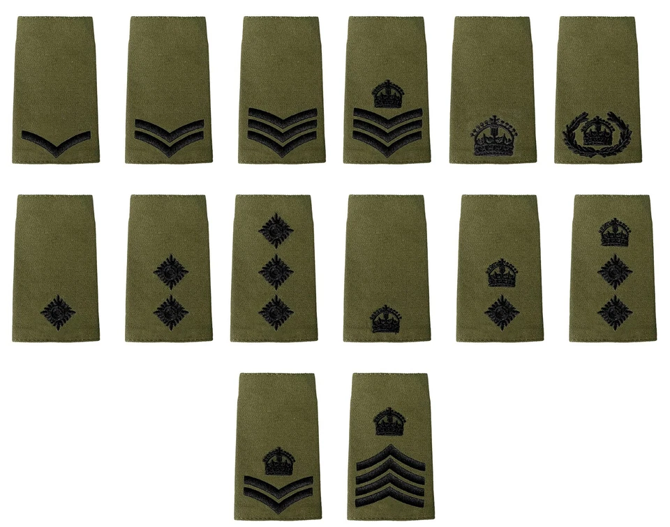 Black on Olive Green Rank Slide Epaulette - Kings Crown C3R (All Ranks) Army - Image 1 of 1