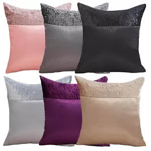 Luxury Crushed Velvet Band Cushion Covers Faux Silk 17X17 20X20 22X22 24X24 Inch - Picture 1 of 43