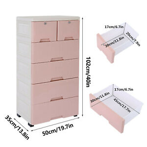 Plastic Drawers Dresser Storage Cabinet 6 Drawers Closet Organizer Unit 4 wheels