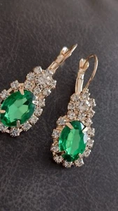 Simulated Emerald Drop Earrings - Picture 1 of 1