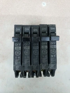 LOT OF 5 GE Thin Series Circuit Breaker 1-Pole 20-Amp THQP120 - Picture 1 of 4
