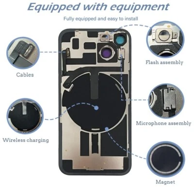 Back Glass Replacement with Metal or Magnet or NFC for iPhone 16, 15 ,14 Series - Image 1 of 4
