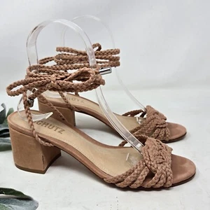SCHUTZ Marlie Braided Ankle Strap Wrap Block Heel Sandals 6.5 - Picture 1 of 11