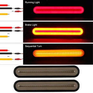 Pair Halo Neon Tail Lights LED Stop Flowing Turn Signal Brake Rear Truck Trailer - Picture 1 of 16