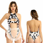 Women Anime Japanese Lingerie Set Cow Print Bodysuit Apron Babydolls Underwear