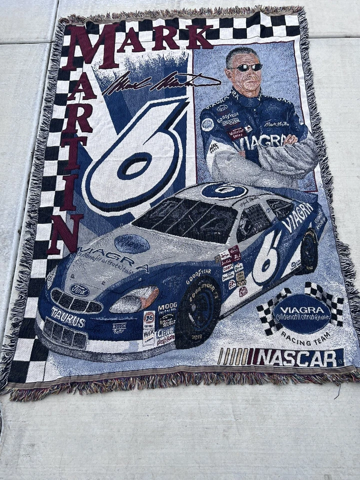 Tapiz manta vintage Mark Martin Nascar 71x47 Foto 1 de 4