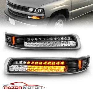 Luz de señal LED negra para parachoques Chevy Silverado/00-06 Suburban Tahoe 1999-2002 - Imagen 1 de 10