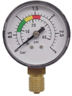 Manometer Farbskala 1/4 Zoll Sandfilter Poolfilter Ventil 0-4 bar Druckmanometer - Bild 1 von 2