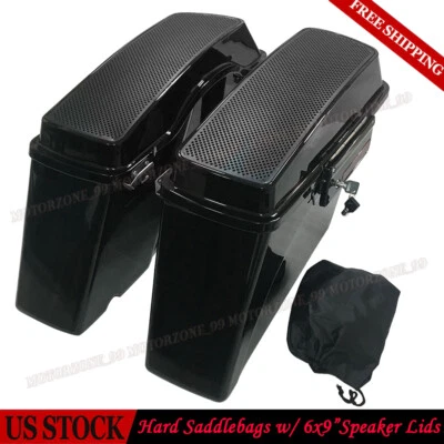 Hard Saddle Bags W/ 6x9" Dual Speaker Lid For Harley Touring Road King 1994-2013 - Image 1 of 4