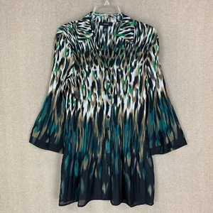 Alfani Dress 12 Leopard Print Chiffon Button Down Mini Short Long Sleeve Flared - Picture 1 of 12