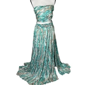 Hot Miami Styles zweiteiliges Maxi grün Schlangenhaut Print Maxikleid; Größe Small - Bild 1 von 11