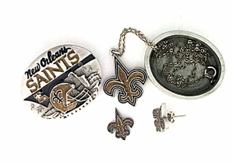 New Orleans Saints NFL Earring, Pin and Necklace Set Cover