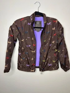 Ariat fleece lined Girls Size Sz 8 brown Full Zip Jacket Horses Riding Cowgirl - Picture 1 of 10