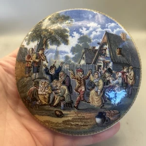 NICE GENUINE VICTORIAN PRATT PRATTWARE COLOURED ANCHOVY PASTE POT LID - Picture 1 of 4