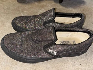 Vans Slip On Black Glitter Size Mens 7 - Picture 1 of 5