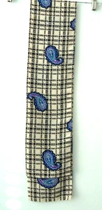 Unisex Long Gray Scarf Blue Paisley Double & Two-Sided Size-57x7 in - Picture 1 of 3