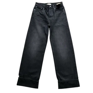 Madewell Low-Slung Baggy Jeans 23 Black High Rise Wide Leg Hip Hop Grunge - Picture 1 of 13