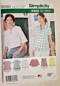 Simplicity Pattern 8090 Misses' Button Up Shirt & Pullover Top Sewing Project H - Picture 1 of 2