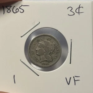 1865 3 Cent Coin Nickel - Picture 1 of 2