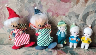 Lote De CINCO De Colección Años 60 - Dos Ratones y Tres Snowmen - Adornos De Navidad Foto 1 de 4