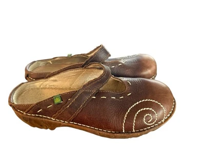 Туфли женские El Naturalista размер 38 коричневые кожаные без застежек на танкетке сабо прошитые - Изображение 1 из 4