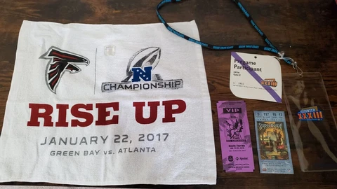 1999 & 2017 Atlanta Falcons Super Bowl 33 XXXIII & NFC Champions Set Ticket Stub Cover