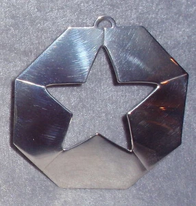 1972 Samuel Kirk Convex Octagon Star Solid Sterling Christmas Ornament Medallion - Picture 1 of 2