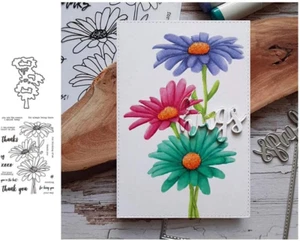 Lottoy Cute Chamomile Silicone Clear Stamp and Die Sets for Card Making DIY E... - Picture 1 of 9