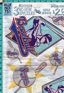 Daisy Kingdom 3pc Value Pack No-Sew Fabric Appliqués Baseball Dinosaur Garden - Picture 1 of 5