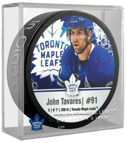 John Tavares Toronto Maple Leafs NHL Stars Photo Puck w/Team Display Case Cover