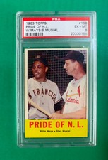 1963 Topps #138 Willie MAYS & Stan MUSIAL PRIDE OF THE NL PSA 6 EX-MT