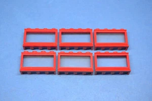 LEGO 6 x Fenster Fensterbank rot Red Window 1x4x2 with Extended Lip 453bc01 - Bild 1 von 3