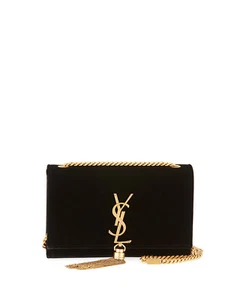 AUTH NEW WOMEN YVES SAINT LAURENT KATE BLACK MEDIUM CHAIN TASSEL BAG/PURSE - Picture 1 of 12