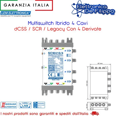 Multiswitch Ibrido Con 4 Cavi dCSS / SCR / Legacy a 4 Derivate - Immagine 1 di 2