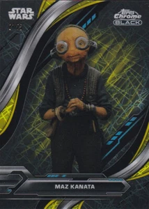 2024 Star Wars Chrome Black Yellow Lazer Refractor Parallel 48 Maz Kanata 21/75 - Picture 1 of 1