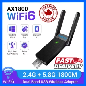 Bluetooth 5.3 WiFi USB Adapter 1800Mbps Dual Band 2.4G/5GHz Wireless Adapter - Afbeelding 1 van 15