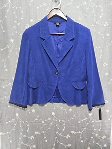 Courtenay ~ Single Button Blazer Size 16W - Blue Embroidered Paisley Pockets New - Picture 1 of 9