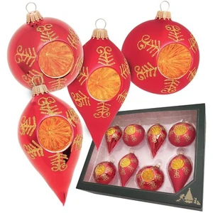 Reflex Christbaumkugel Weihnachtskugel Christbaumschmuck Krebs Lauscha rot gold - Bild 1 von 3