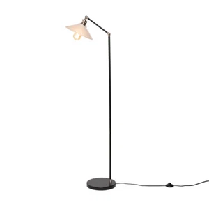 Litecraft Aya Floor Lamp Adjustable Base With Frosted Glass Shade - Satin Nickel - Picture 1 of 7