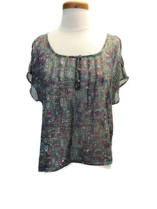 Lucca Couture Tunic Top Size Small Drop Shoulder Sleeve Self Buttons High Low - Picture 1 of 5