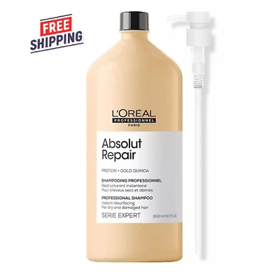 With Pump LOreal Professional Absolut Repair Gold Quinoa+Protein Shampoo 50.7oz - Image 1 of 4