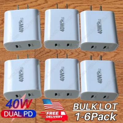 Bulk Lot 40W Fast Wall Charger USB-C PD Power Adapter For iPhone 15 14 8 Samsung - Image 1 of 4