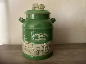 John Deere Milk Can Stoneware Tractor Cookie Jar 6934 Green - Picture 1 of 8
